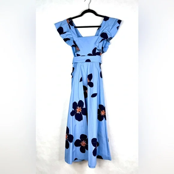 KATE SPADE Grand Flora Poplin Midi Dress - Blue Heron - OUMU1251 - Sz 0 - Picture 5 of 9